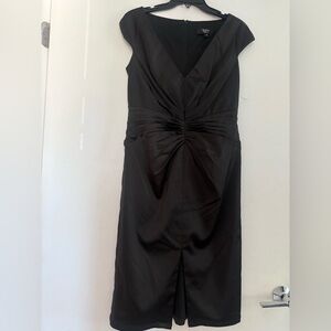Tadashi Collection Evening Black Satin Ruched Dress - Size 8